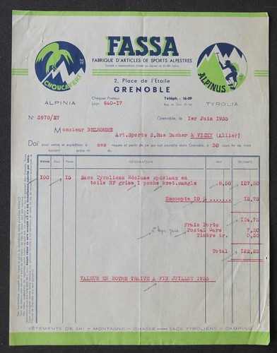 Facture grenoble 1935 fassa - facture,