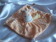 Doudou girafe orange, blanc tâches orange,  plat, Nicotoy