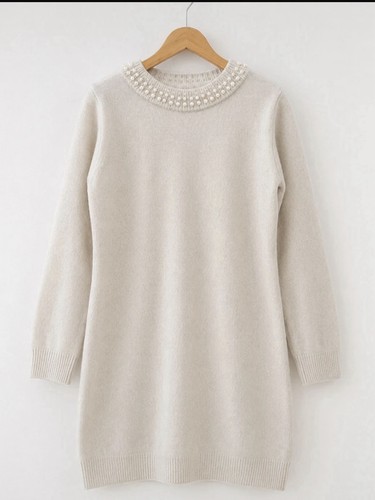 Robe pull femme l - l, beige