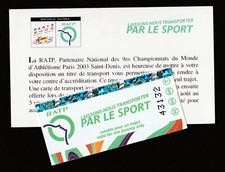 Ticket de métro RATP 2003 Paris "Laissons-nous transportez par le Sport"