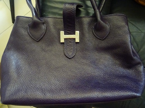 Sac main cuir violet - à,