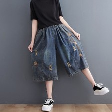 Femme Brodé Pantalon Capri