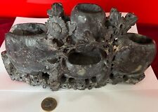 ENCRIER-RINCES PINCEAUX/ PIERRE DE LARD/ DECOR FLORAL/ CHINE/ XX SIECLE