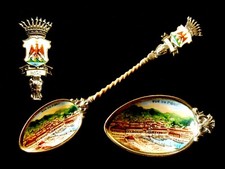 Cuillère souvenir spoon argent/émail NICE Vue du Port