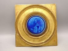 Médaillon en faience de Rubelle,Cadre en bois doré.Miniature,XIX°.