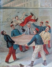 Carton Chromolithographie XIXème Militaires Soldats Armée Française 