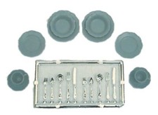 Maison de Poupées Bleu Vaisselle & Couverts Ensemble Miniature Chrysnbon Manger