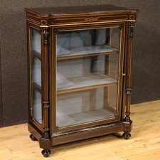 Vitrine anglaise meuble bibliothèque buffet en bois marqueté 19ème siècle