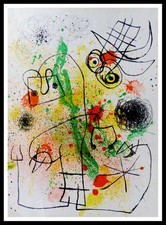 Joan MIRO : Femme et oiseau, lithographie 1963