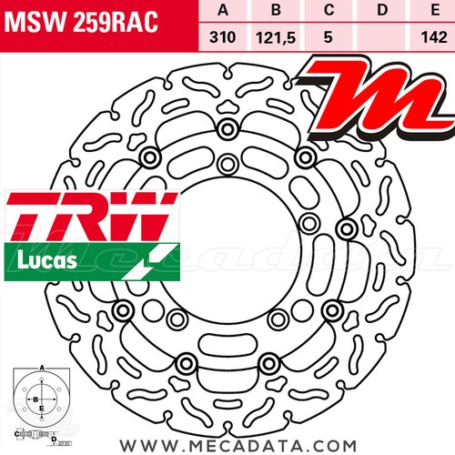 Disque frein avant trw - disque,