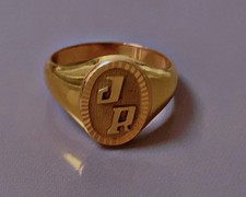 Bague plaqué or 18carats chevalière initiales JR gold plated ring taille 52