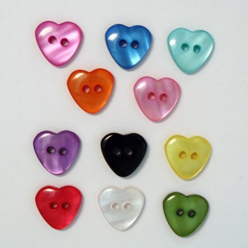 Boutons fantaisie coeur - coeur, 15mm