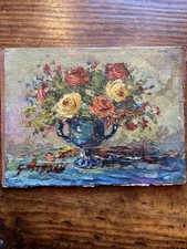 Tableau & Peinture Miniature Huile sur Carton Bouquet N 43