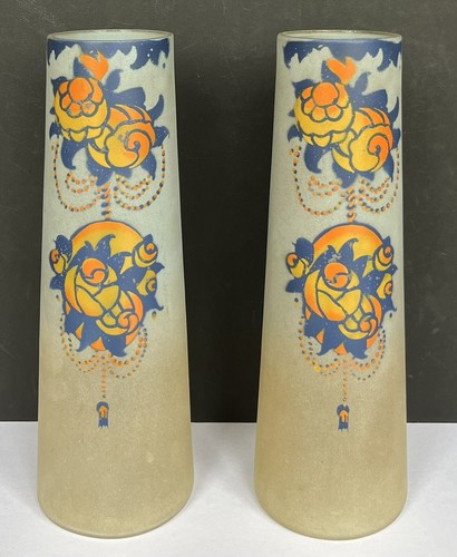 Paire vases verre dépoli - paire,