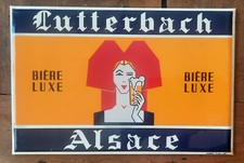 Ancienne Plaque  tôle glacoide LUTTERBACH ALSACE bière luxe bar cuisine 22x32cm