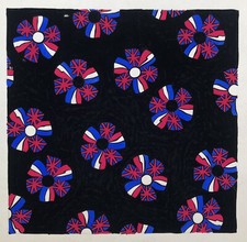 Dessin Gouache Originale Maquette Etoffe Mode Atelier Testemale Fleurs Drapeaux