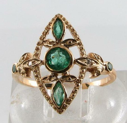 9ct sertissage émeraude - or,
