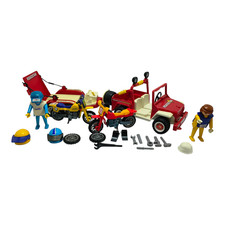 sympa Voiture tout terrain + moto cross 3143   playmobil ( jeep , pilote  ) 0631