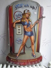TOLE METAL POMPE A ESSENCE FULL SERVICE GARAGE PIN UP NON PLAQUE EMAILLEE ANCIEN