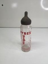 Très ancien Biberon Pyrex verre écriture en email rouge parfaitement lisible