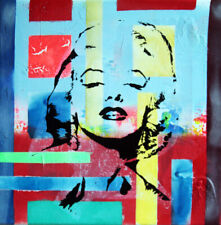 MARILYN monroe tableau pop street art graffiti PyB painting canvas french signed