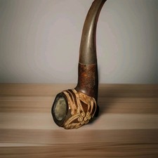 .Pipe ancienne en bruyère sculptée CASABLANCA – Bruyère Garantie – motif floral