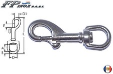 Mousqueton 89mm Targette à Emerillon inox 316 - A4