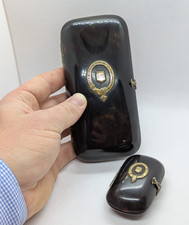 ANCIENNE PARURE NECESSAIRE FUMEUR ETUI A CIGARE CIGARETTE + PYROGENE - 19ème