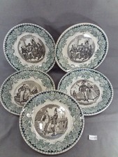 5 Anciennes assiettes parlantes en faïence de Lunéville 1900 (DG99)