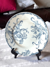 Ancienne ASSIETTE DESSERT faïence CLAIREFONTAINE LG décor floral bleu