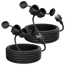 2X Rallonge Electrique 10m avec 2 Prises - Rallonge Electrique exterieure Éta...