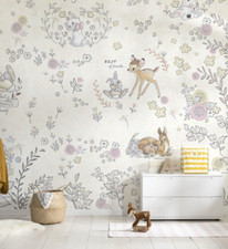 Bébé Fille Peint Photo Décoration Murale 3.7x2.5m Disney Bambi Chiens Cats Beige