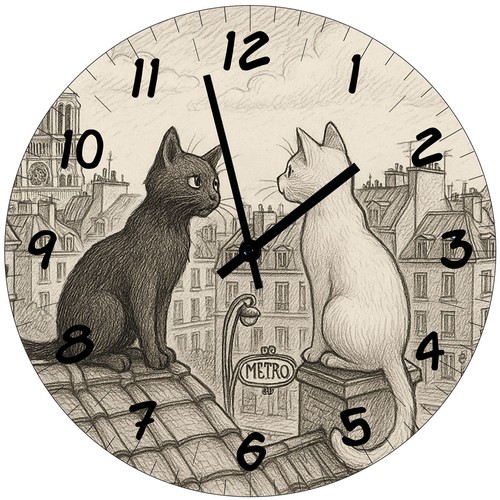 Horloge verre chats de - horloge,