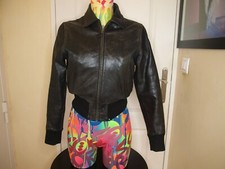 BLOUSON COURT VINTAGE  SCHOTT  FEMME CUIR NOIR PATINE LCW200 TAILLE  S/XS