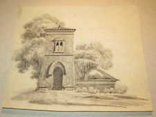 Ecole ITALIENNE XVIII DESSIN PIERRE NOIRE PAYSAGE ARCHITECTURE ITALIE 1800