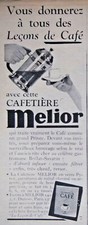PUBLICITÉ DE PRESSE 1953 CAFETIÈRE MELIOR LEÇONS DE CAFÉ - ADVERTISING