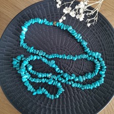 Envoi GRATUIT - Collier Turquoise Sinkiang - Sautoir pierres naturelles - NEUF