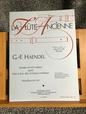 Haendel Sonate en Sol majeur partition flute bec alto basse continue éd. Leduc