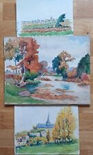 3 aquarelles ancienne, paysages XIX°, Jean RENAUD 1842-1899, cote peintres AKOUN
