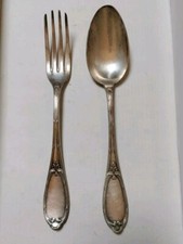 Lot Fourchette Et Cuillère En Métal Blanc E T 84