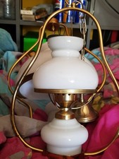 lustre suspension vintage  Année 50 Opaline et laiton 