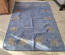 Tapis Bleu 120 X 180 Velours Chenille 100% Coton