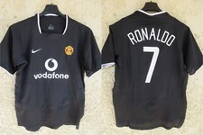 Maillot MANCHESTER UNITED 2003 2005 CR7 RONALDO n°7 NIKE noir shirt 14 16 ans