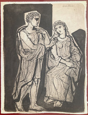 Leon Zack encre et lavis sur papier signée 1945 ballet russe école de Paris art