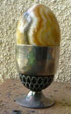 Lot de 6 oeufs de collection : Onyx, Malachite, Albatre, métal