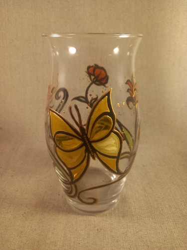 Ancien vase verre décoré - vase,