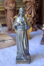 STATUETTE VIERGE SAINTE RITA DE CASCIA EN REGULE DORE DE R. SCALI VIRGIN MARY