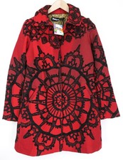 Desigual Soul Migration Femmes Manteau 38 Rouge Multi à Motifs Doublé Classique