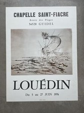 LOUÉDIN Affiche originale Chapelle Saint Fiacre - GUIDEL 1976 - 44 cm x 58 cm