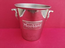 Seau champagne Morlant Reims décor émaillé métal chromé très bon état H 20,5 cms